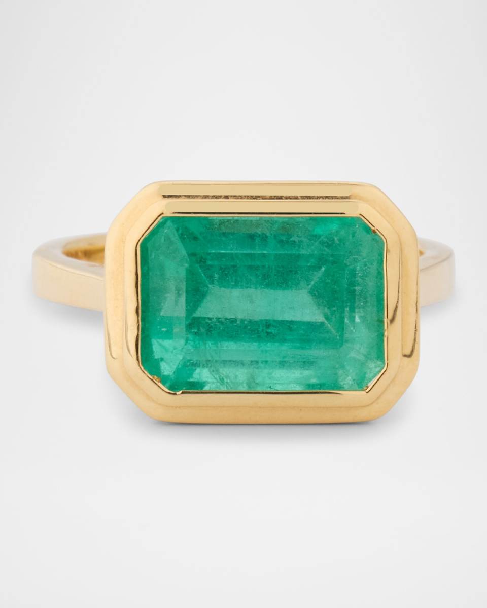 Limited Edition 18K Yellow Gold Emerald East West Ring